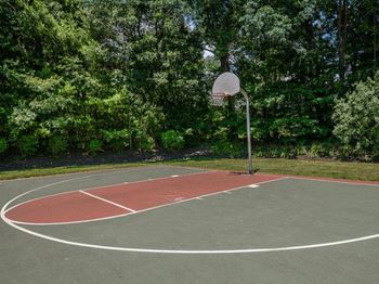 a basketball court in a park with trees in the background  at Residences at Westborough Station, Westborough